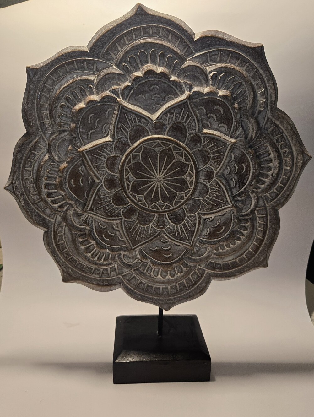 Carved Mandala Sculpture Decorative Stand -18x14 Inches